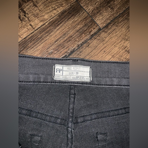 Free people wide leg bell bottom denim spring  grey black we the free boho jean - Picture 4 of 6